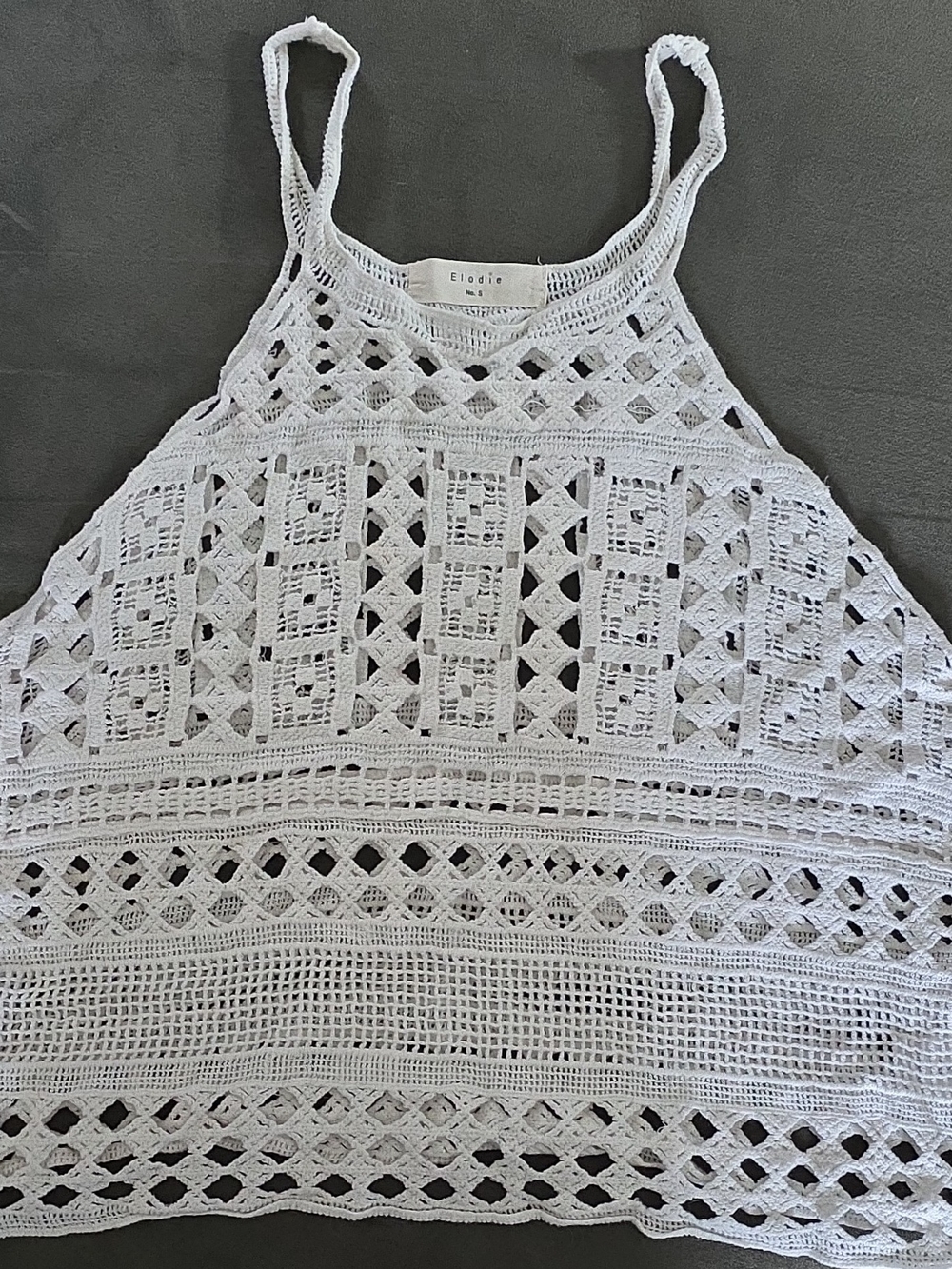 Elodie White Crochet Top with Pink Accent
